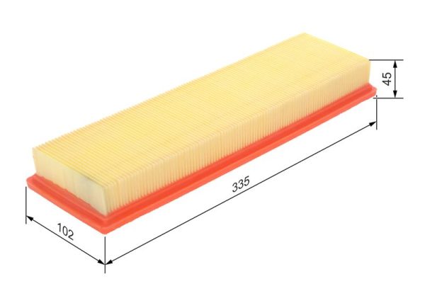 1 457 433 158 BOSCH Filtro aria per CITROËN,PEFiltro aria BOSCH 1457433158 per Citroen e Peugeot Cartuccia 335x102x45 mmUGEOT